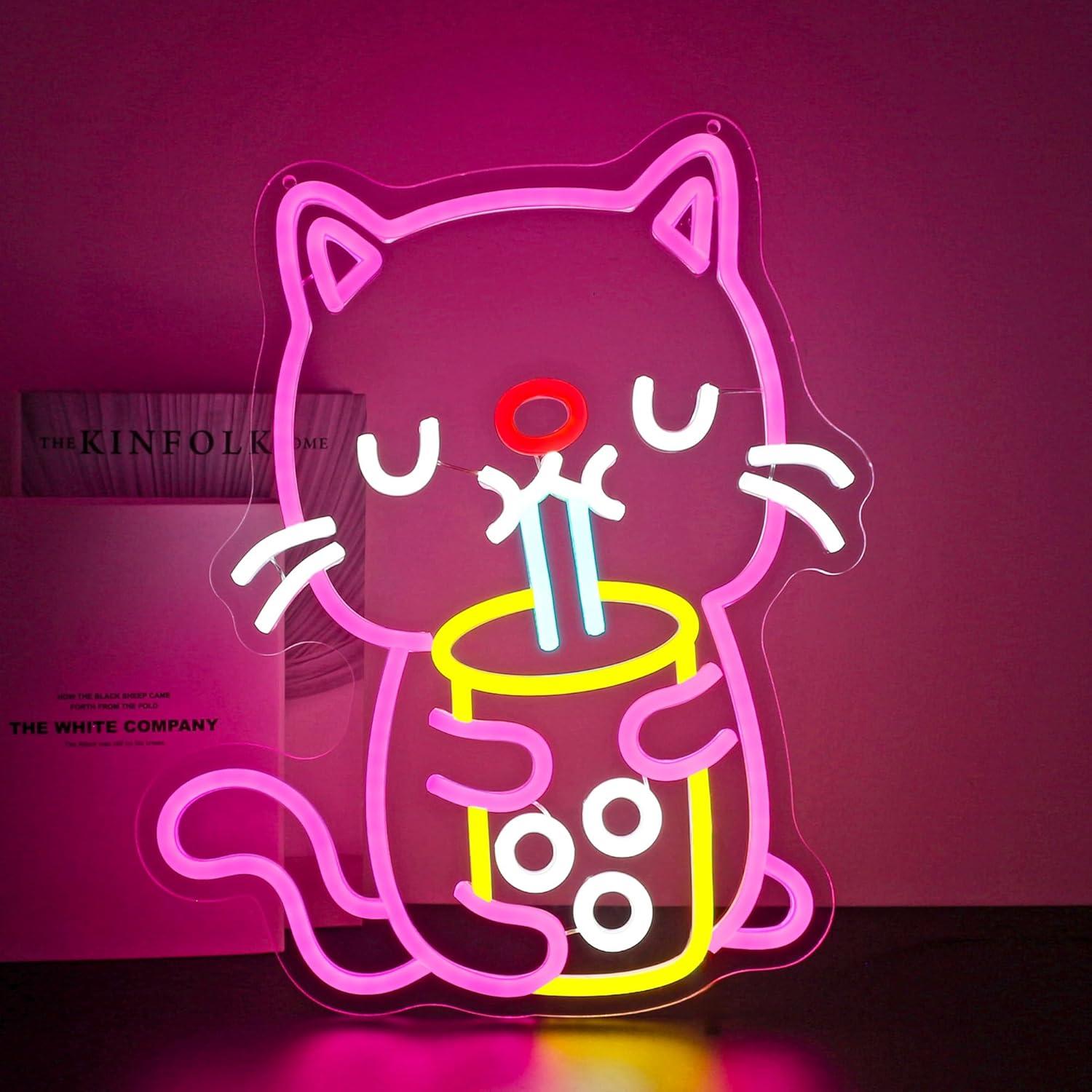 Cat Boba Tea Neon Sign USB Dim - Gaming Accessories Shop recension och pris